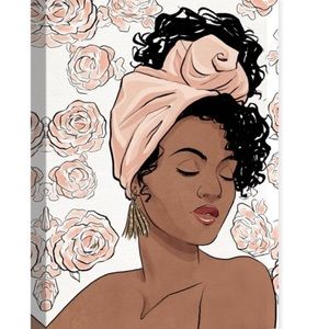 Runway Avenue Fashion & Glam Canvas Prints Flower Blush Girl 10"x15" Pink Brown